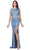 Aspeed Design - L2398 Cap Sleeve Sequined High Slit Dress Evening Dresses XXS / Ice Blue