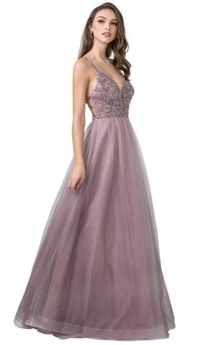 Aspeed Design - L2416 Strappy Back Bedazzled Gown Prom Dresses XXS / Mauve