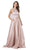 Aspeed Design - L2455 Halter Neck Crisscross Back A-Line Gown Prom Dresses XXS / Rosegold
