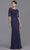 Aspeed Design - M2322 Sheer Sleeve Embroidered Sheath Dress Mother of the Bride Dresses XXS / Navy
