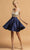 Aspeed Design - S2124 Cap Sleeve Bejeweled Satin Dress Homecoming Dresses XXS / Navy