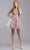 Aspeed Design - S2335 Appliqued Strappy Back Short Dress Homecoming Dresses XXS / Mauve