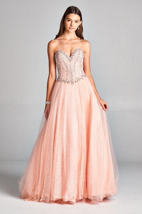 Aspeed - Jeweled Sweetheart Bodice Ballgown - 1 pc Blush In Size 3XL Available CCSALE 3XL / Blush