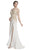 Asymmetrical Embellished Sheer Evening Dress Dress XXS / White-Gold
