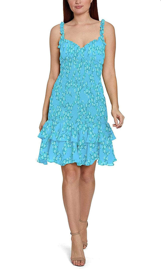 BCBG Generation GT03D51 - Floral Smocked Short Dress Special Occasion Dress 0 / Poppy