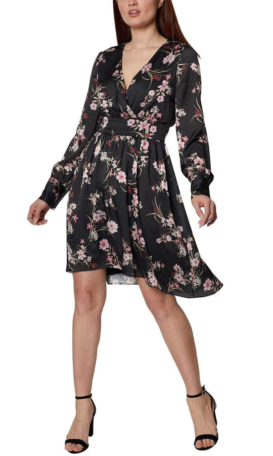 BCBG Generation GU07D16 - Floral Long Sleeve Casual Dress Cocktail Dresses 0 / Lily