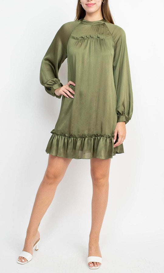 BCBG Generation GU07D64 - Jewel Satin Casual Dress Cocktail Dresses 2 / Olive