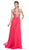 Beaded Illusion Halter A-Line Evening Dress Dress XXS / Fuchsia
