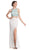 Beaded Sheath Evening Dress with Slit Prom Dresses XXS / White-Aqua