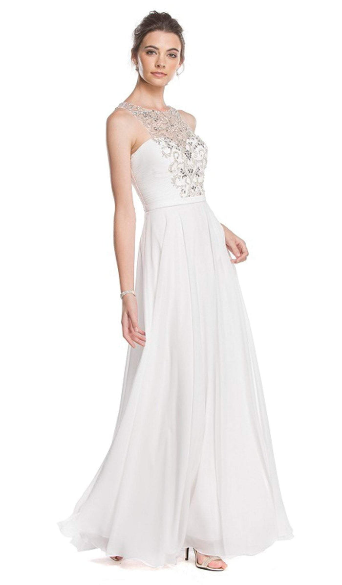Bedazzled Illusion Halter Neck Prom Dress Prom Dresses XXS / Off White