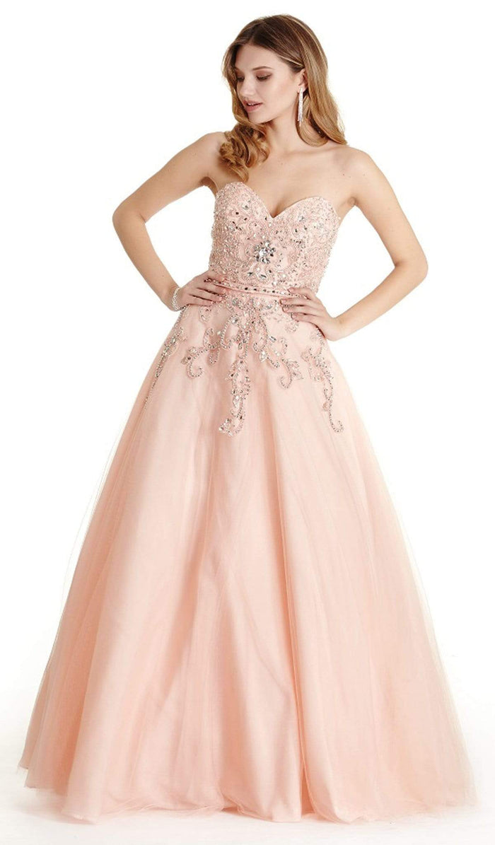 Bejeweled Sweetheart Ballgown Dress XXS / Blush