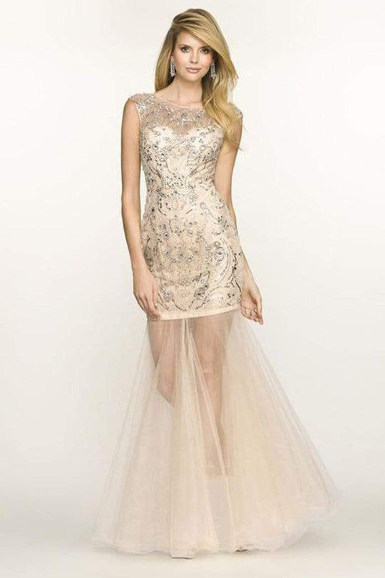 BG Haute - G3223 Sleeveless Sheer Mermaid Dress - 1 pc Champagne Silver In Size 6 Available CCSALE 6 / Champagne Silver