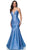 Blush by Alexia Designs - 20330 Plunging V-Neck Glitter Gown Special Occasion Dress 0 / Steel Blue