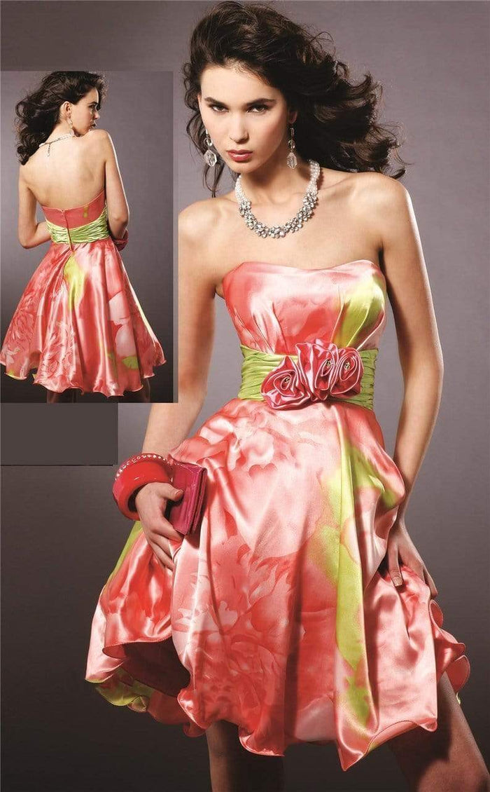 Blush by Alexia Designs - Floral Semi-Sweetheart Cocktail Dress 9128 Special Occasion Dress 0 / Coral Multi
