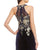 Cachet - Floral Embroidered Halter Evening Dress 59820 - 1 pc Black Gold In Size 4 Available CCSALE