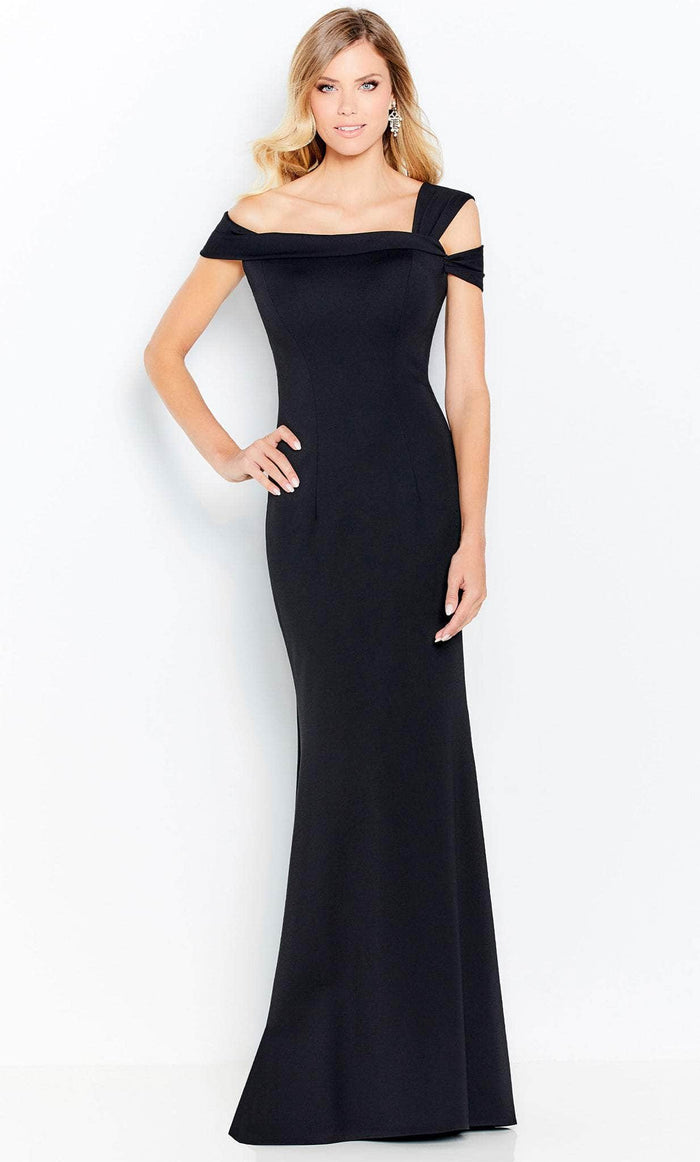 Cameron Blake 120604W - Split Sleeved Formal Gown Evening Dresses 16W / Black