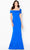 Cameron Blake 120604W - Split Sleeved Formal Gown Evening Dresses 16W / Sapphire