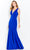Cameron Blake 120617W - V-Neck Sleeveless Formal Gown Evening Dresses 16W / Royal Blue