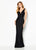 Cameron Blake - 219677 Embellished Plunging V-neck Trumpet Dress Special Occasion Dress 4 / Black