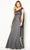 Cameron Blake 219687W - Asymmetrical Neck Floral Formal Dress Prom Dresses 16W / Smoke