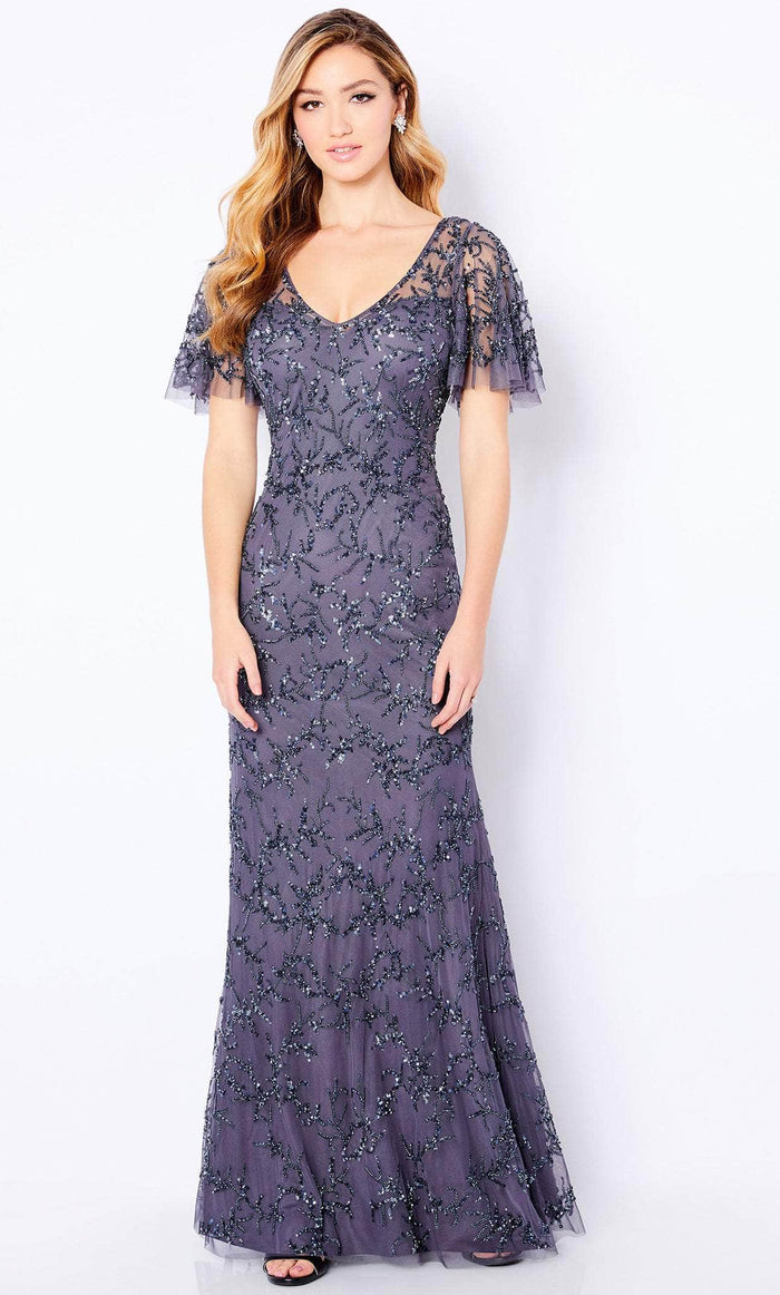 Cameron Blake 221681W - Flutter Sleeves Formal Gown Mother of the Bride Dresses 16W / Gunmetal