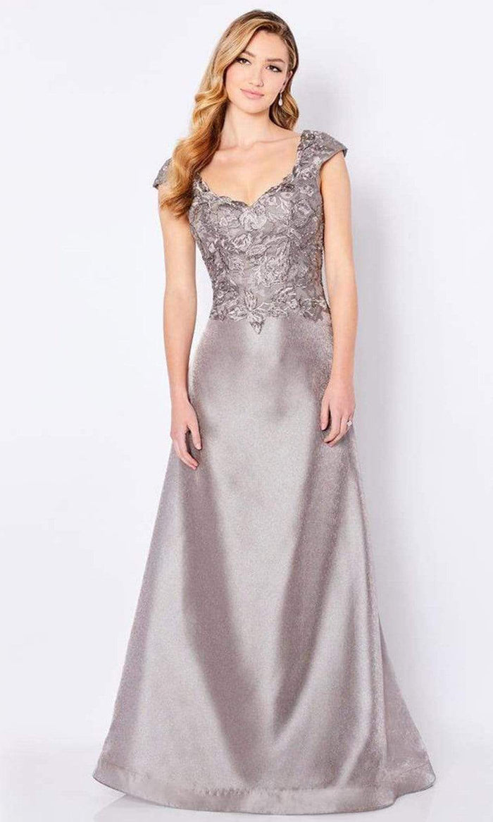Cameron Blake - 221683 Embroidered Lace Bodice A-Line Gown Mother of the Bride Dresses 4 / Gunmetal