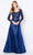 Cameron Blake - 221683 Embroidered Lace Bodice A-Line Gown Mother of the Bride Dresses 4 / Navy
