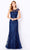 Cameron Blake - 221685 Illusion Scoop Sheath Evening Dress Mother of the Bride Dresses 4 / Navy