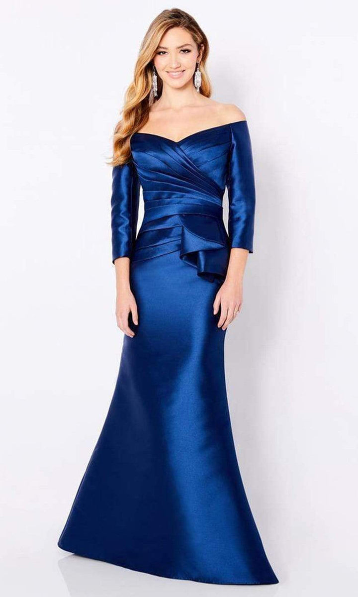Cameron Blake - 221686 Off-Shoulder Pleated Bodice Mikado Trumpet Gown ...