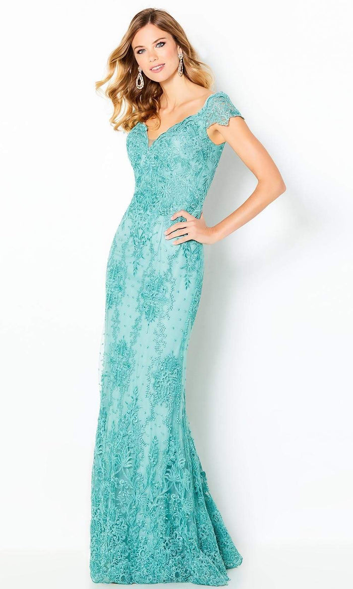 Cameron Blake by Mon Cheri - 220631 Corded Lace Mermaid Gown Evening Dresses 4 / Dusty Green