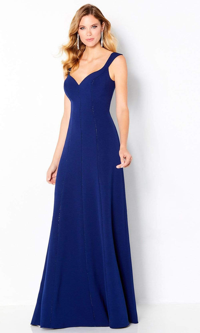 Cameron Blake by Mon Cheri - 220642 Sleeveless Beaded Seam A-Line Gown Evening Dresses 4 / Blue Willow
