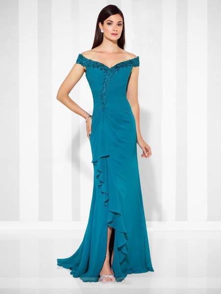 Cameron Blake by Mon Cheri - A-Line Gown 117602 - 1 pc Teal In Size 8 Available CCSALE 8 / Teal