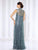 Cameron Blake by Mon Cheri - Illusion High Neck Lace Overskirt Gown 116670 - 1 pc Steel Gray in Size 14 Available CCSALE