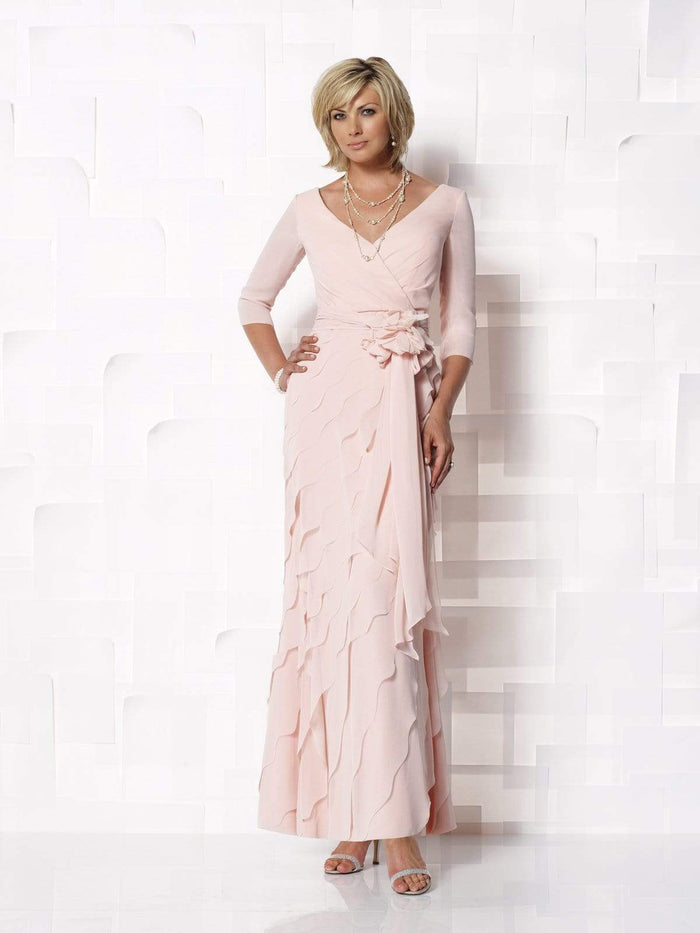 Cameron Blake by Mon Cheri - V-Neck Chiffon A-line Dress 112649 CCSALE 18 / Shell Pink