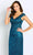 Cameron Blake CB107 - Beaded Lace Sheath Evening Gown In Teal