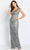 Cameron Blake CB107 - Beaded Lace Sheath Evening Gown In Pewter