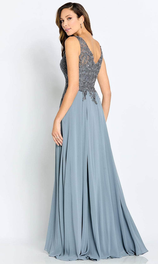 Cameron Blake CB117 - V-Neck Beaded Lace Evening Gown