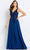 Cameron Blake CB117 - V-Neck Beaded Lace Evening Gown Special Occasion Dress 4 / Navy