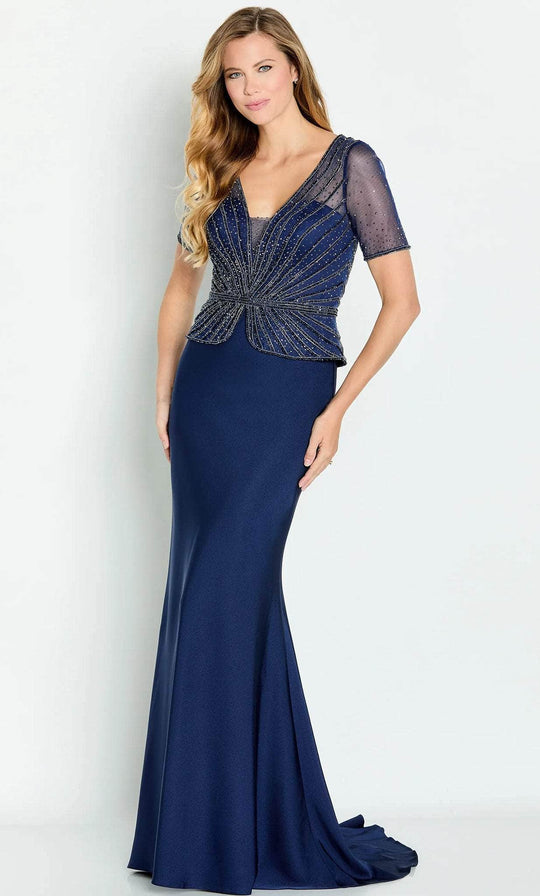 Cameron Blake CB130 - Short Sleeve Beaded Evening Gown