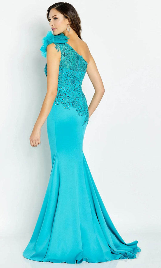 Cameron Blake CB132 - Asymmetrical Appliqued Formal Gown