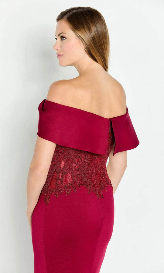 Cameron Blake CB147 - Draped Sleeve Embroidered Evening Gown