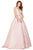 Cecilia Couture - 1409 Pearl Beaded Sleeveless V Neck Gown Formal Gowns 0 / Blush
