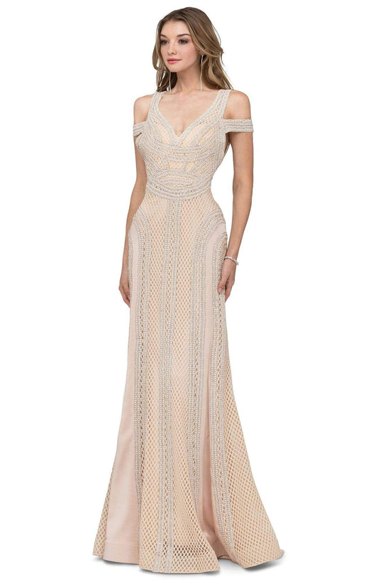 Cecilia Couture - 1415 V-Neck Cold Shoulder Sheath Dress