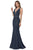 Cecilia Couture - 1418 Plunging V Neck and Back Sleeveless Mermaid Gown Evening Dresses 0 / Navy