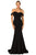 Cecilia Couture - 1429 Drape Off Shoulder Mermaid Gown Evening Dresses 0 / Black