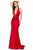 Cecilia Couture - 1504 Plunging Halter Long Mermaid Gown Evening Dresses 0 / Red