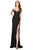 Cecilia Couture - 1512 Applique-Trimmed Off Shoulder High Slit Gown Evening Dresses 0 / Black