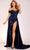 Cecilia Couture 1575 - Off-Shoulder Ruched Detailed Evening Gown Evening Dresses 0 / Navy