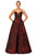 Cecilia Couture - 2100 Floral Open Back A-line Long Dress Prom Dresses 0 / Wine