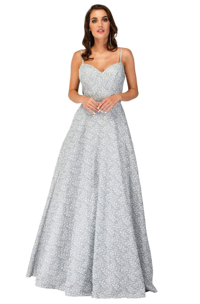 Cecilia Couture - 2116 Sweetheart Embellished Long Dress Evening Dresses 0 / Silver